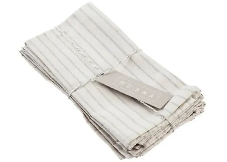 Meema - Set of 4 Striped Cotton Napkins - Natural - Powered by People - Ivory