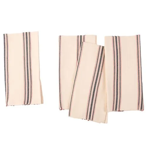 Siafu Home - Set of 4 Mistari Striped Napkins - White - Powered by People