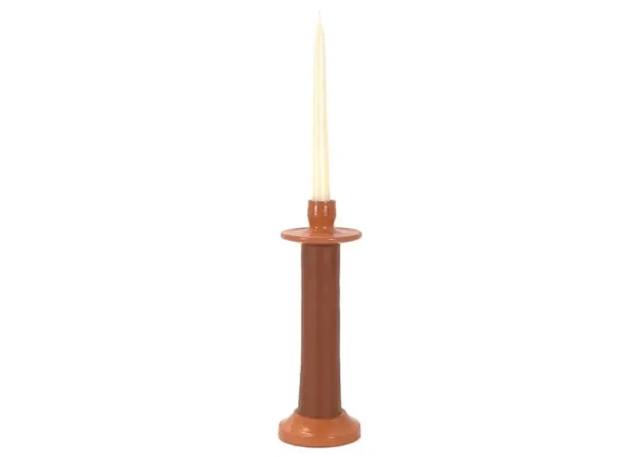 Alcantara Frederic - Large Leather Wrapped Candle Holder - Powered by People - Brown