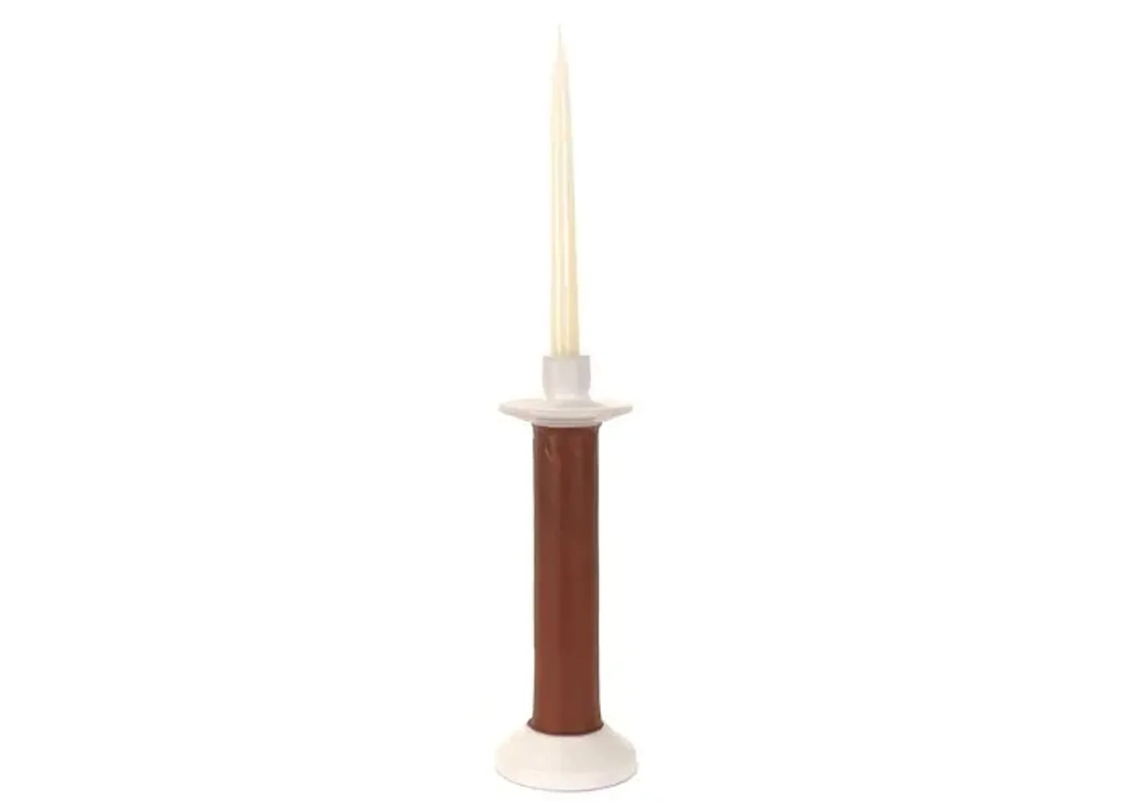 Alcantara Frederic - Large Leather Wrapped Candle Holder - Powered by People - White