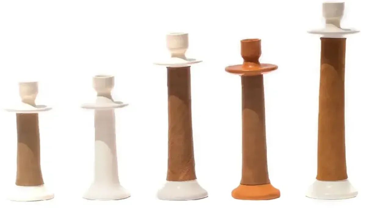 Alcantara Frederic, Medium Leather Wrapped Candle Holder