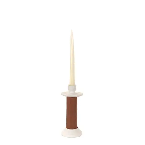 Alcantara Frederic - Small Leather Wrapped Candle Holder - Powered by People - White