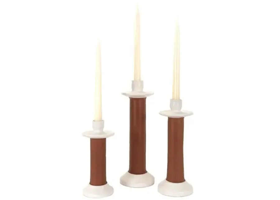 Alcantara Frederic - Small Leather Wrapped Candle Holder - Powered by People - White