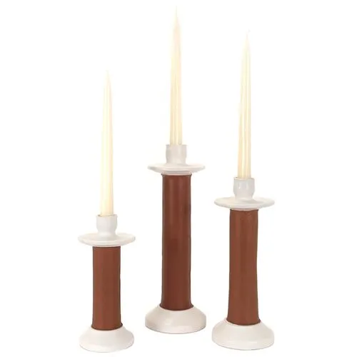 Alcantara Frederic - Small Leather Wrapped Candle Holder - Powered by People - White