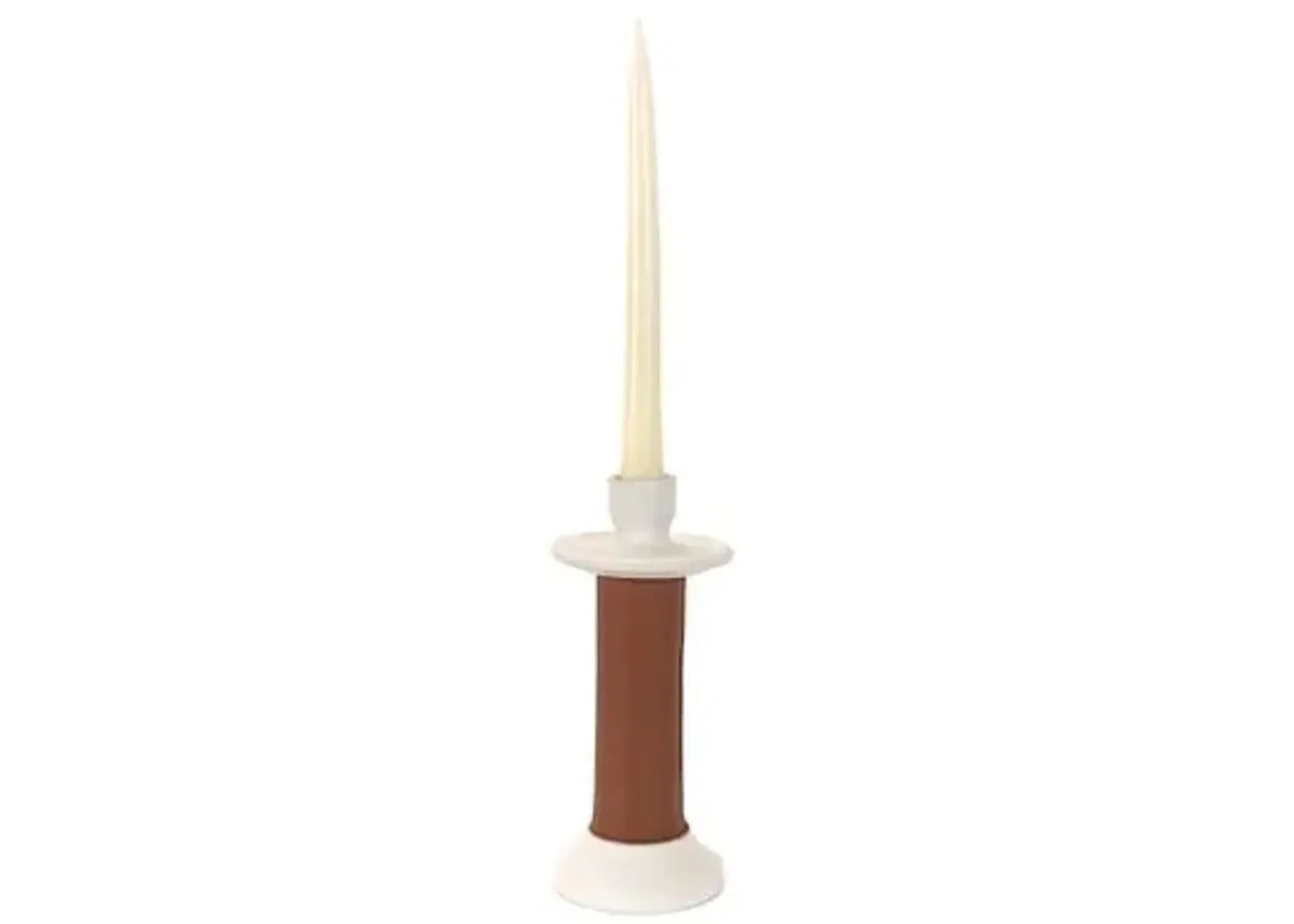 Alcantara Frederic - Small Leather Wrapped Candle Holder - Powered by People - White