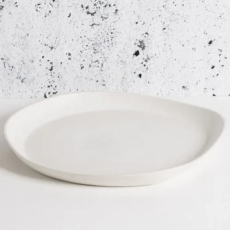 Gharyan Stoneware - Stoneware Round Serving Platter - Powered by People - White