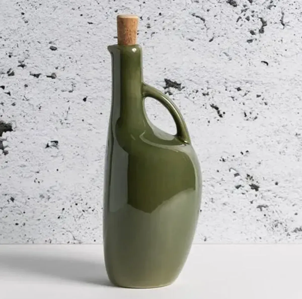 Gharyan Stoneware - Olive Oil Bottle Canard 34 oz Green - Powered by People