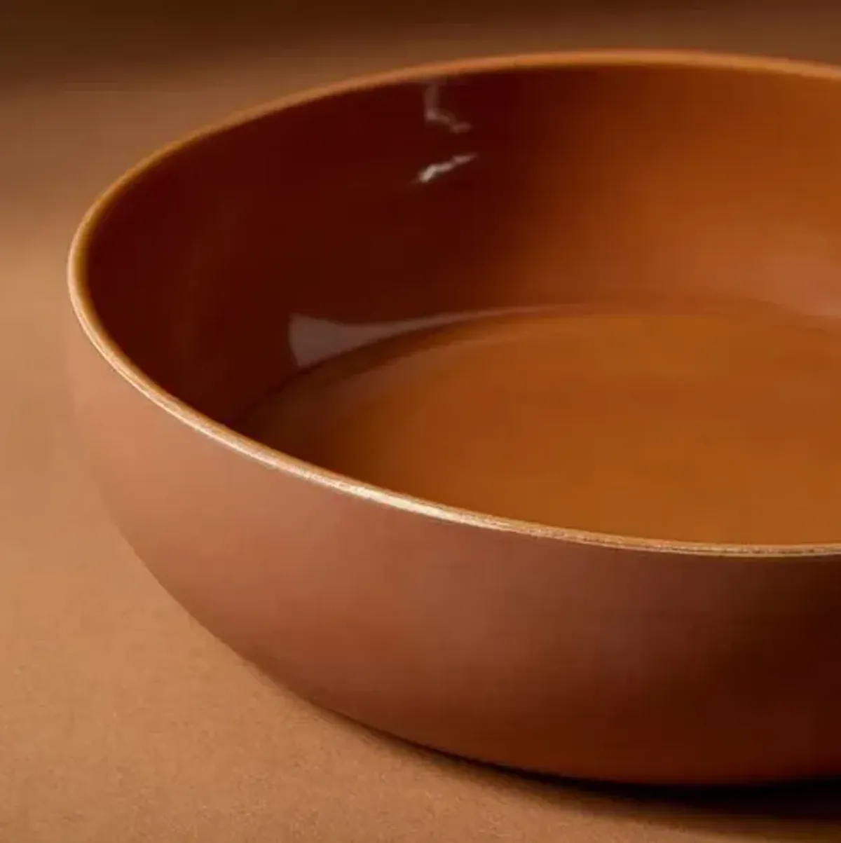 Gharyan Stoneware - Shallow Stoneware Serving Bowl - Powered by People - Brown