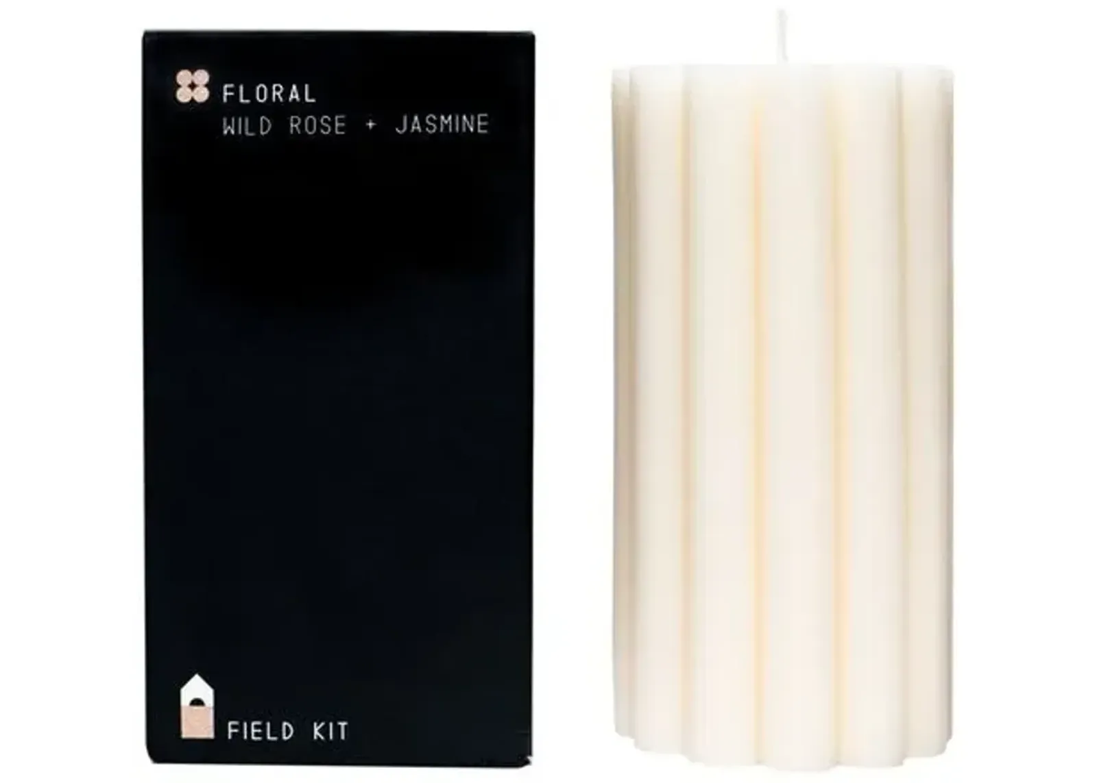 Field Kit - Floral Pillar Candle - Powered by People - White