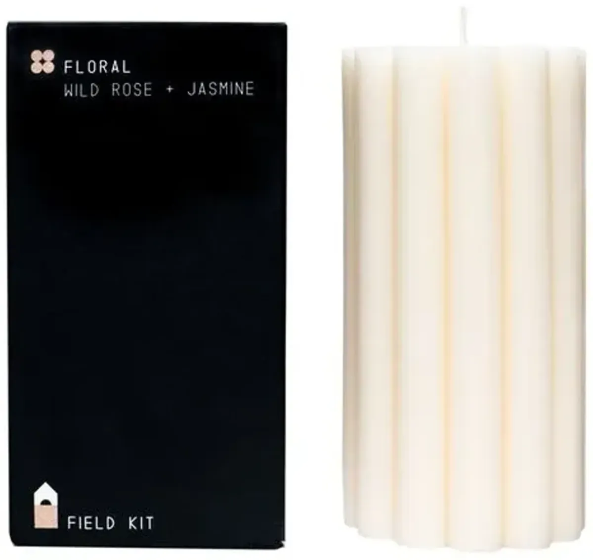 Field Kit - Floral Pillar Candle - Powered by People - White