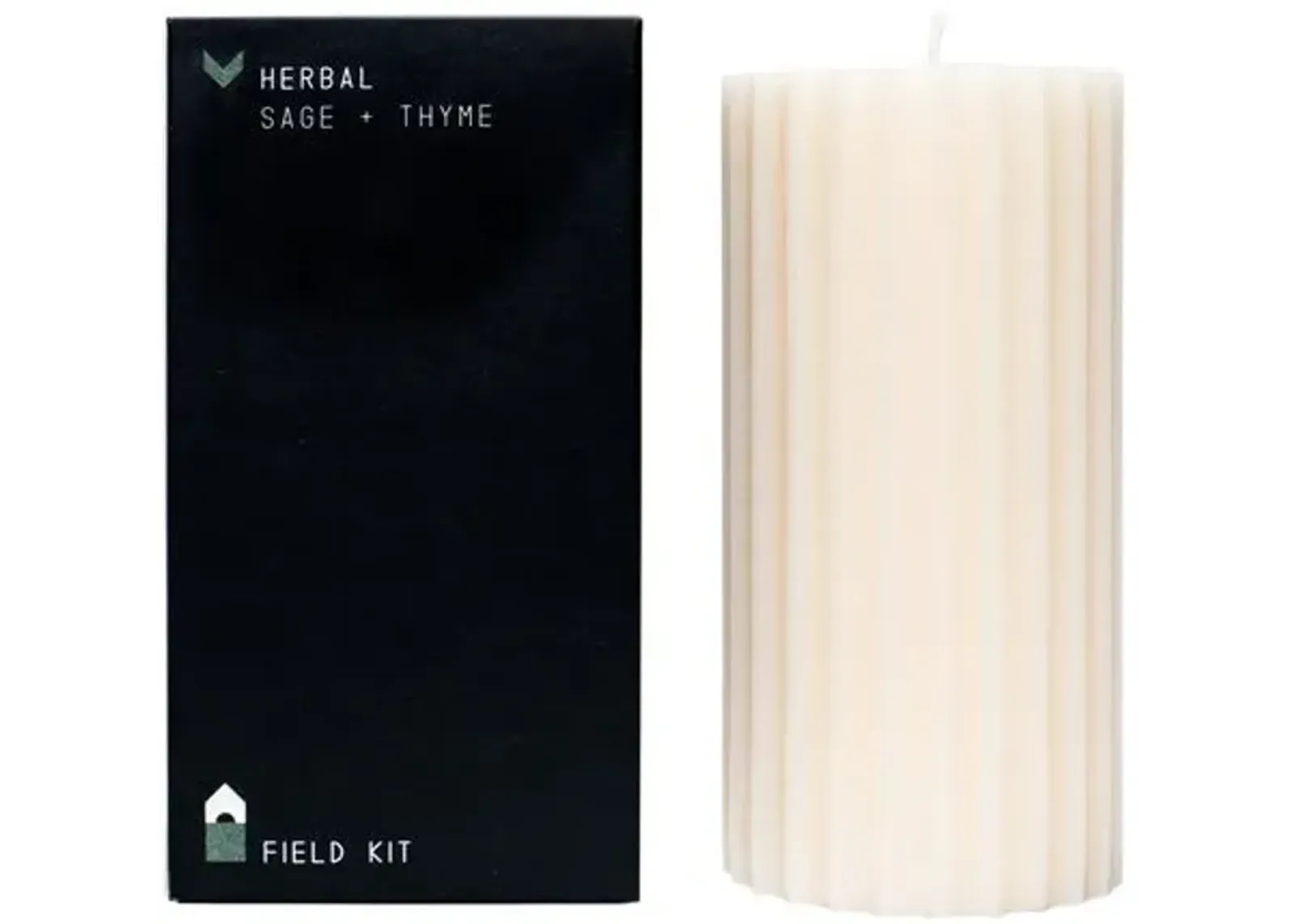 Field Kit - Herbal Pillar Candle - Powered by People - White