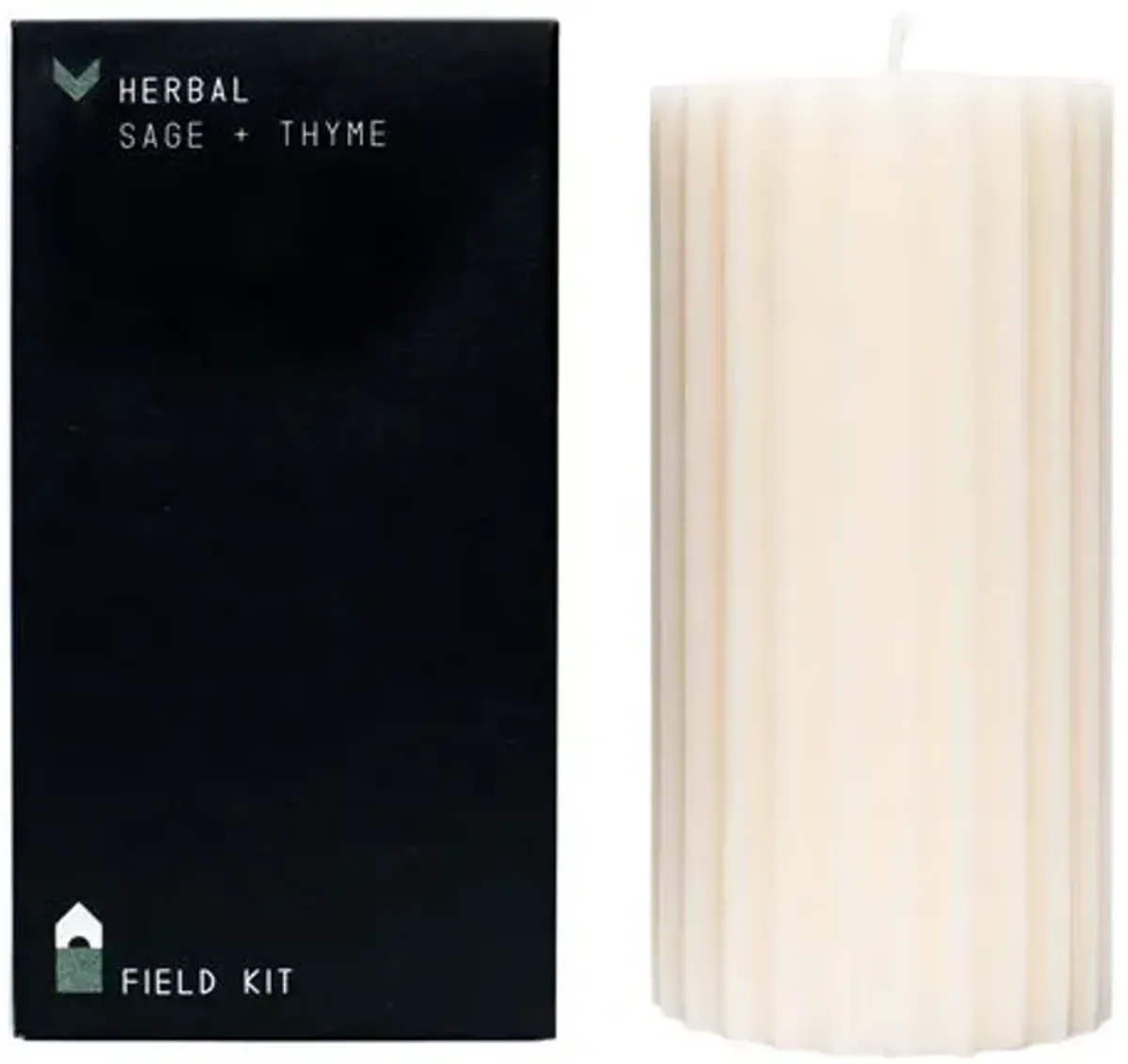 Field Kit - Herbal Pillar Candle - Powered by People - White