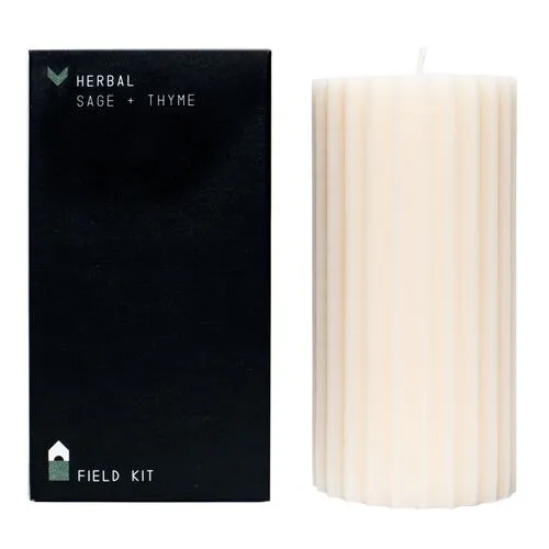 Field Kit - Herbal Pillar Candle - Powered by People - White