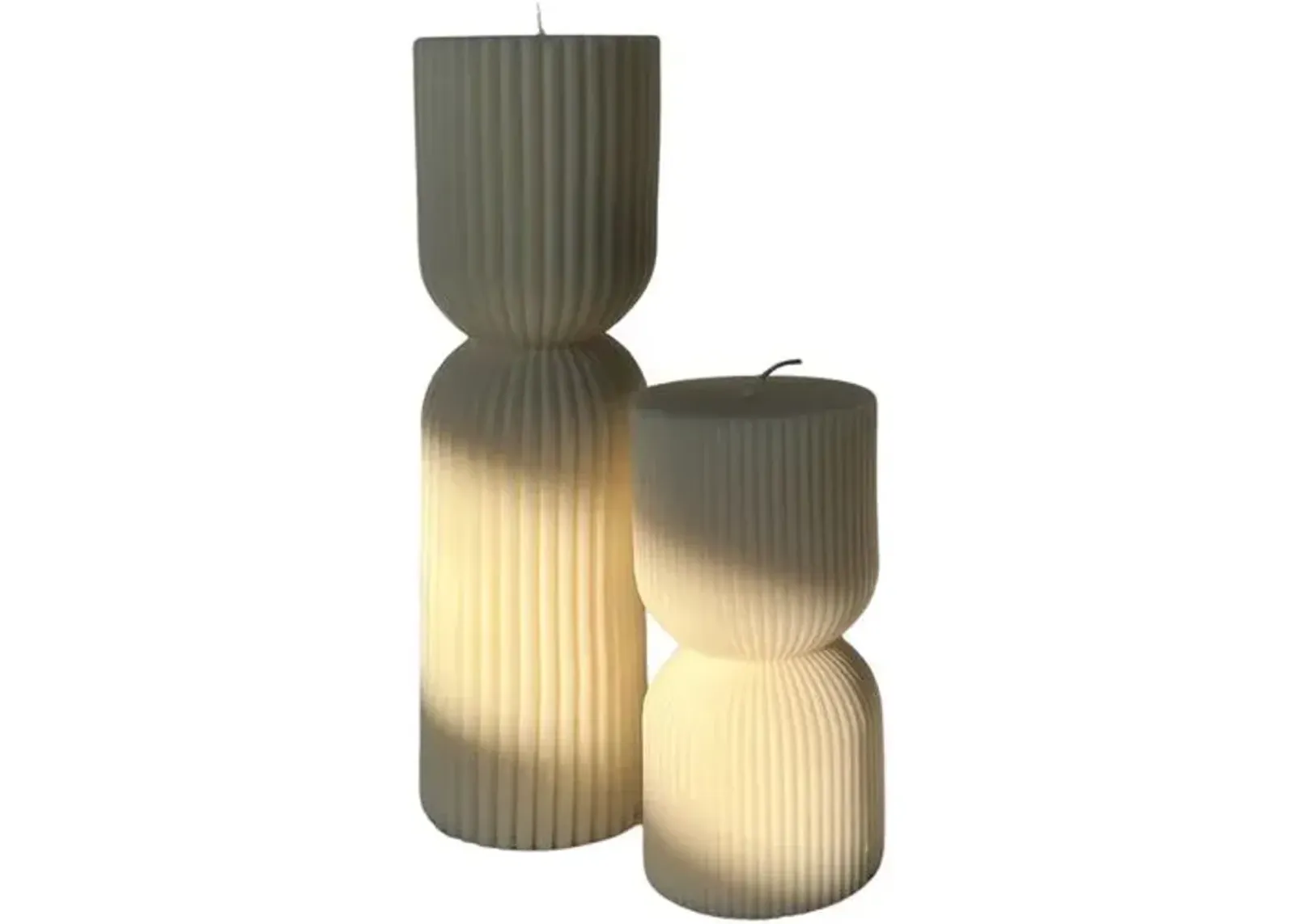 Aaram Lux - Striped Column Candle - Powered by People - White