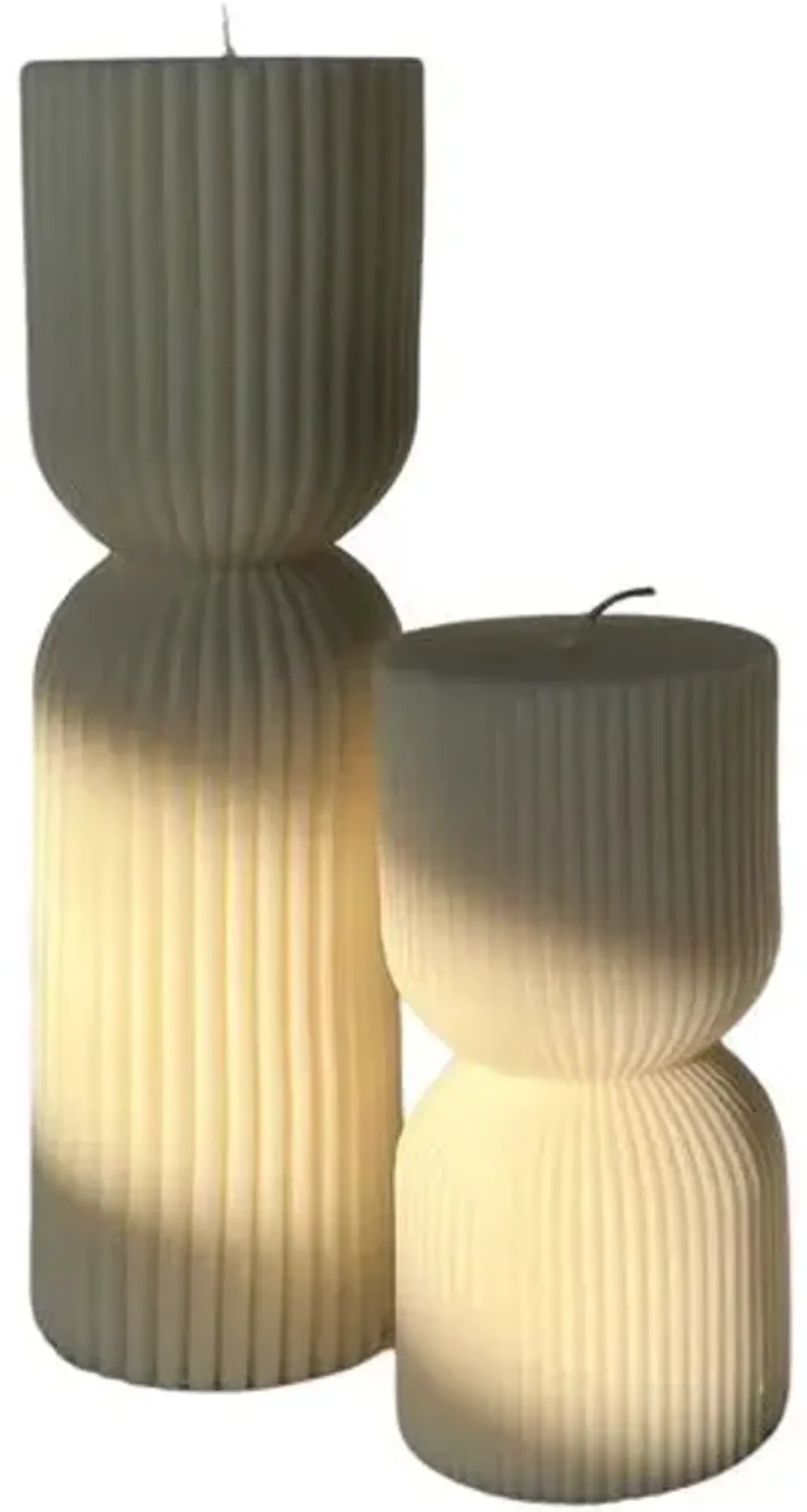 Aaram Lux - Striped Column Candle - Powered by People - White