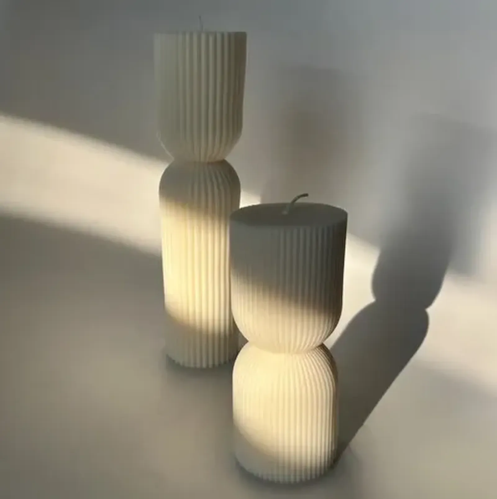 Aaram Lux - Striped Column Candle - Powered by People - White