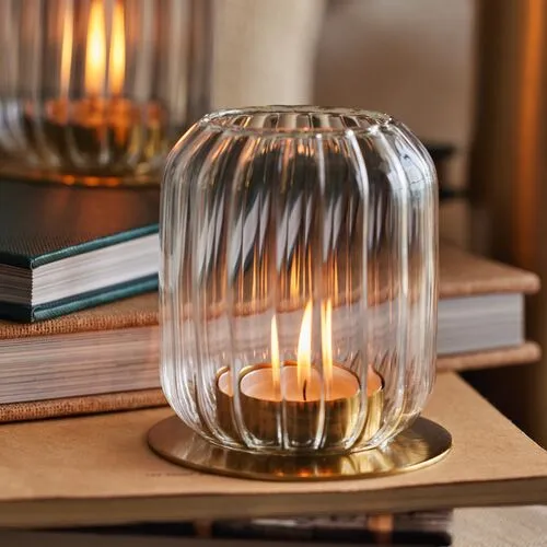 Fleck - Set of 2 Kira Glass Lanterns - Powered by People - Clear