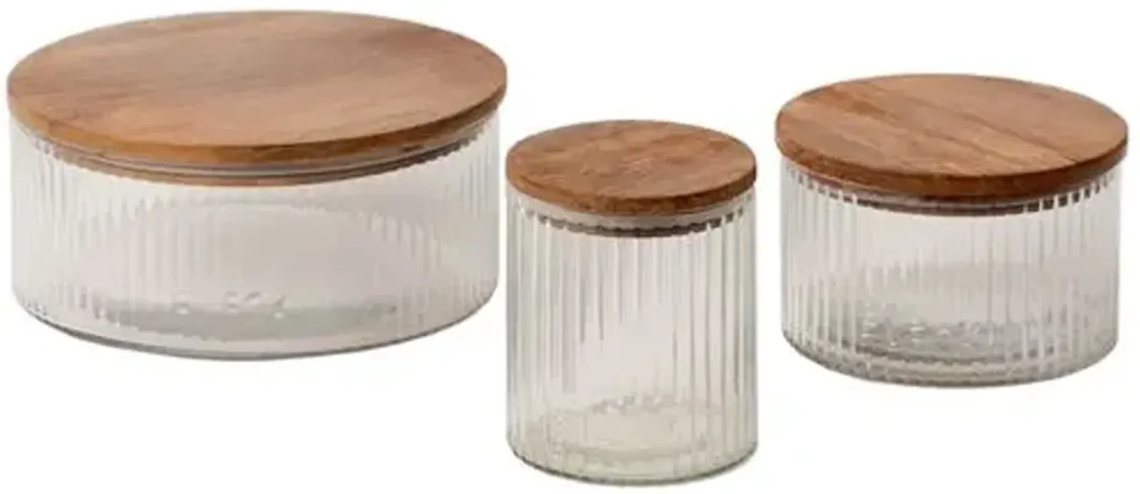 Fleck - Set of 3 Fluted Glass Storage Jars - Powered by People - Clear