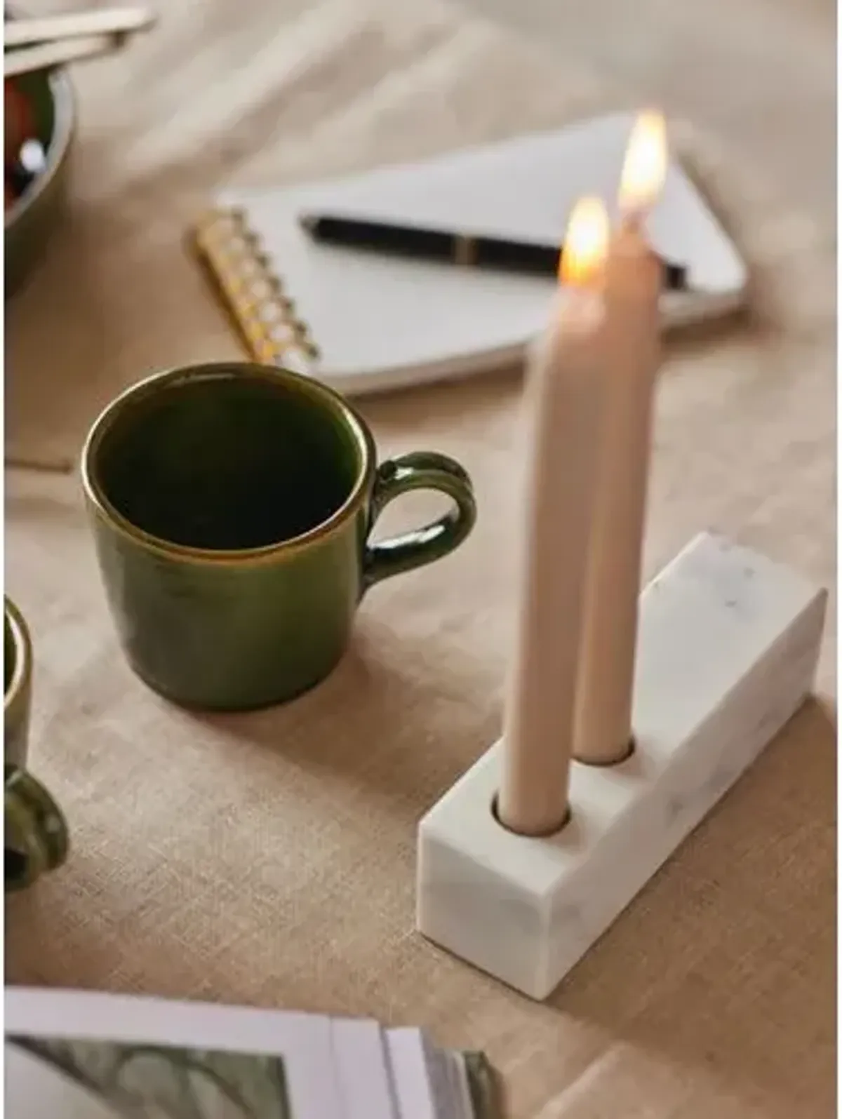 Fleck - Marble Candle Holder - Powered by People - White