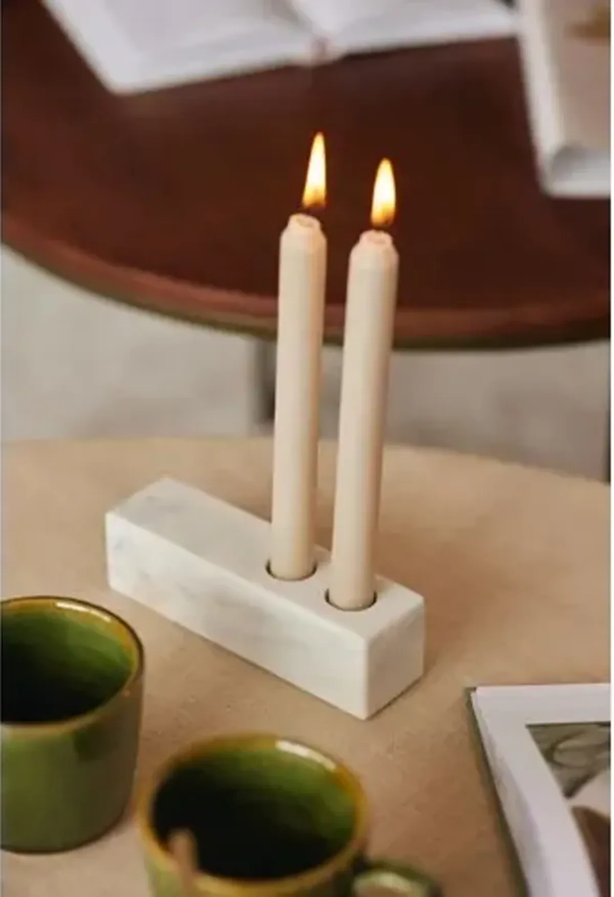 Fleck - Marble Candle Holder - Powered by People - White