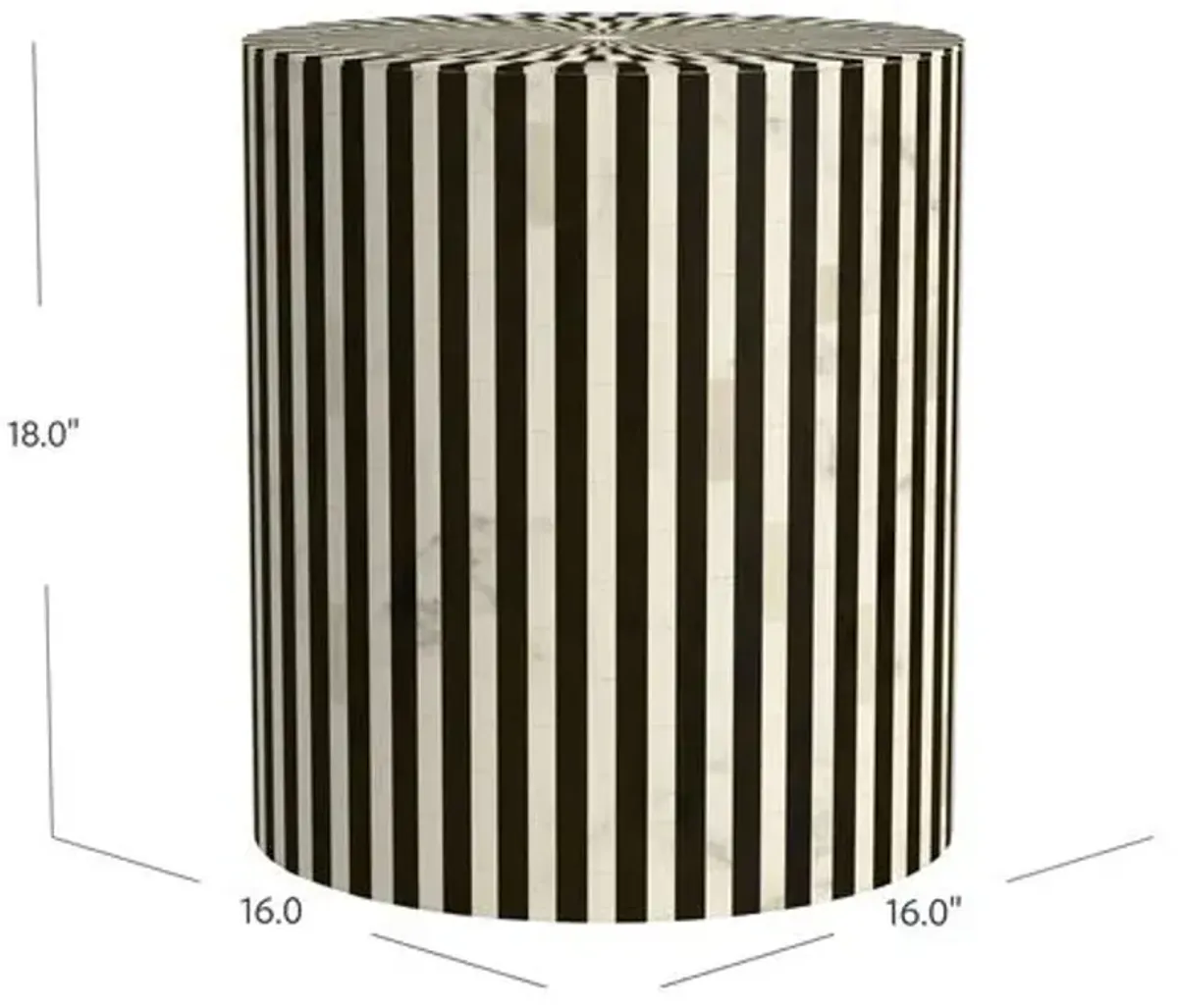 Harlow Accent Table - Black/White Bone - 18Hx16Wx16D in