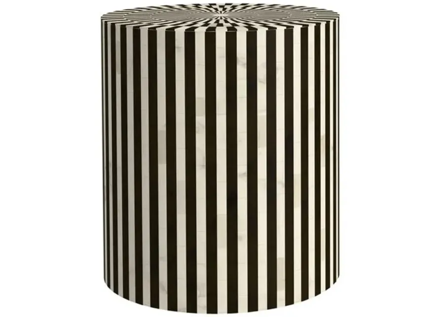 Harlow Accent Table - Black/White Bone - 16Lx18Hx16Wx16D in