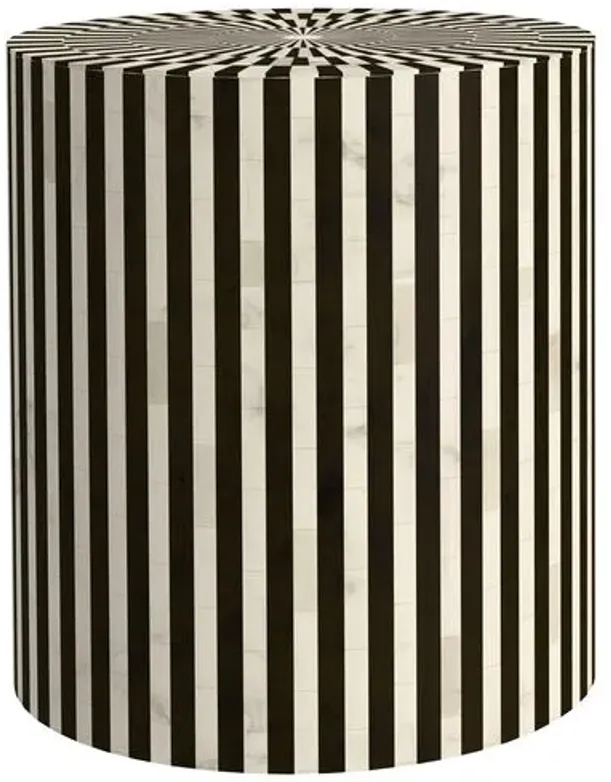 Harlow Accent Table - Black/White Bone - 16Lx18Hx16Wx16D in