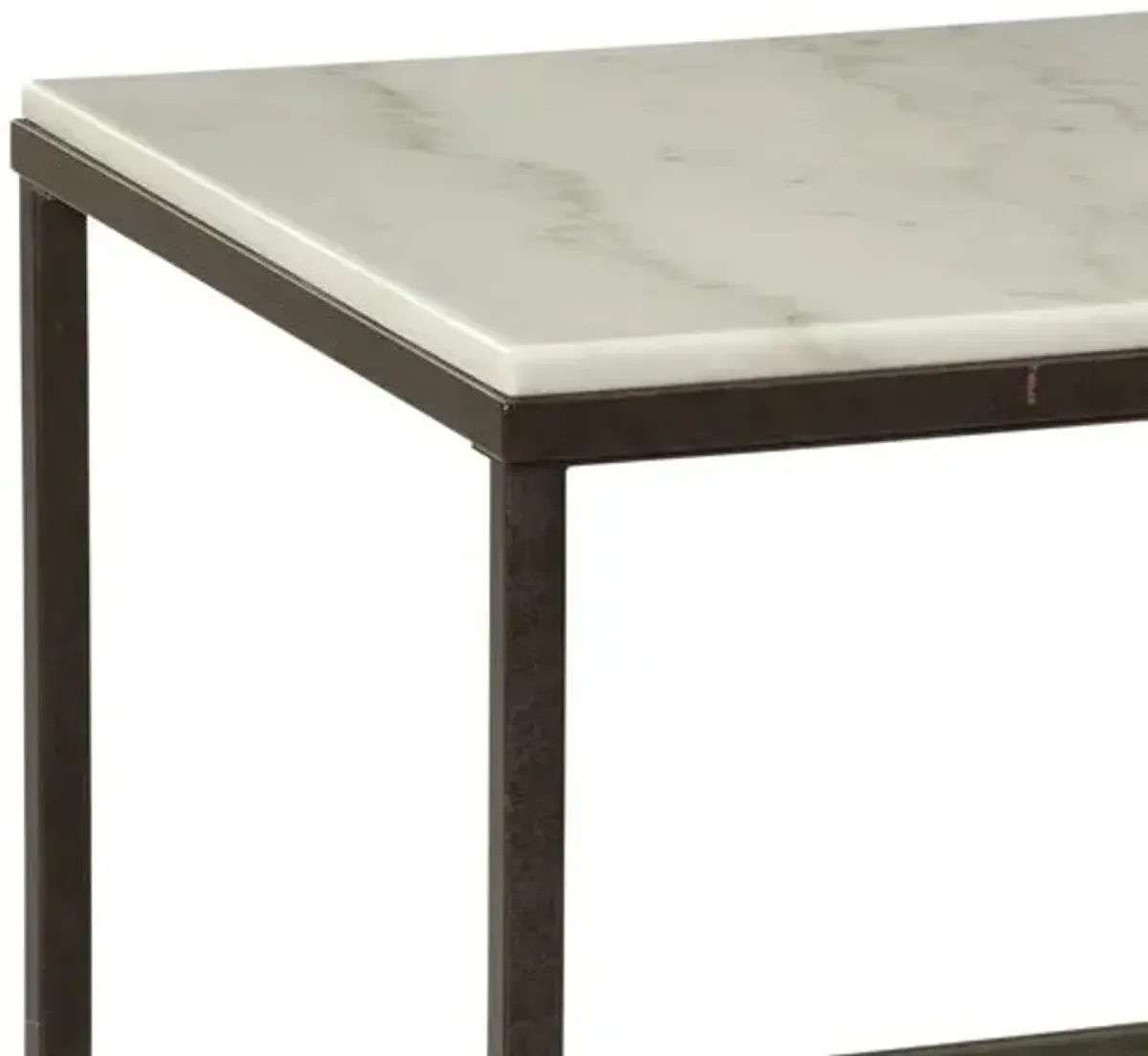 Linden Square Marble Top End Table - Ivory/Bronze - White