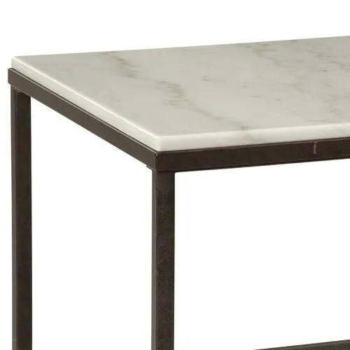 Linden Square Marble End Table - White