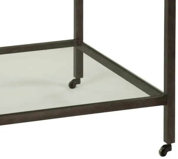 Linden Square Marble Top End Table, Ivory/Bronze