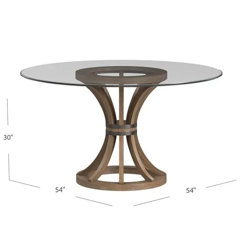 York Round Dining Table - Weathered Natural/Glass