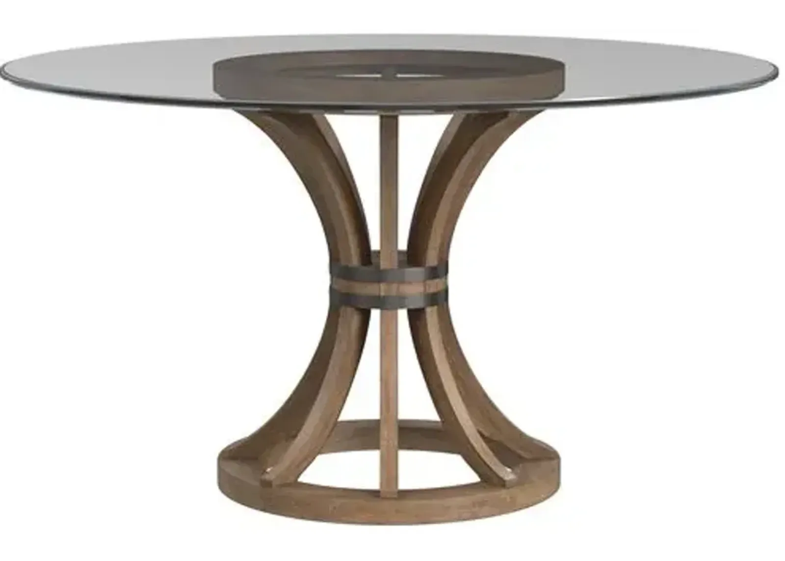 York Round Dining Table - Weathered Natural/Glass