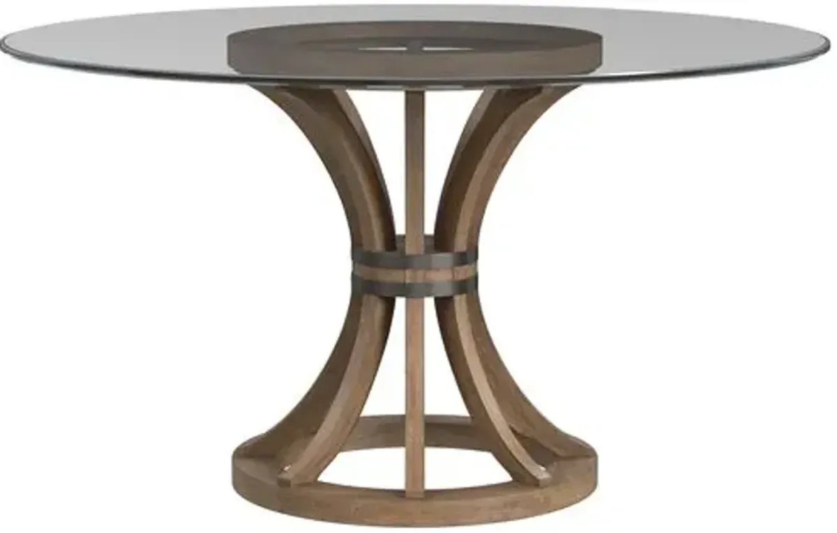 York Round Dining Table - Weathered Natural/Glass