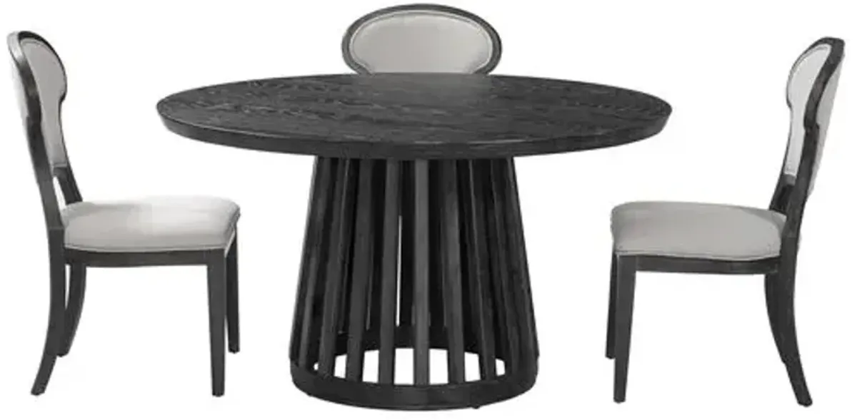 Everett Round Dining Table - Cerused Black