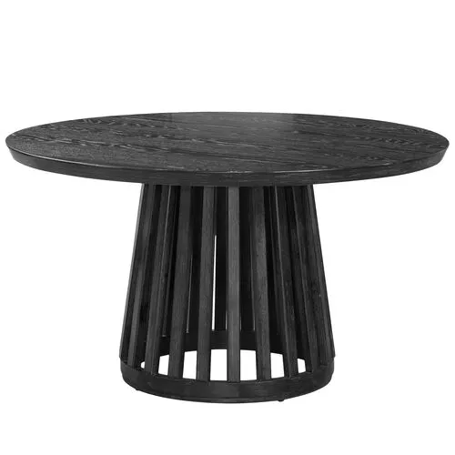 Everett Round Dining Table - Cerused Black