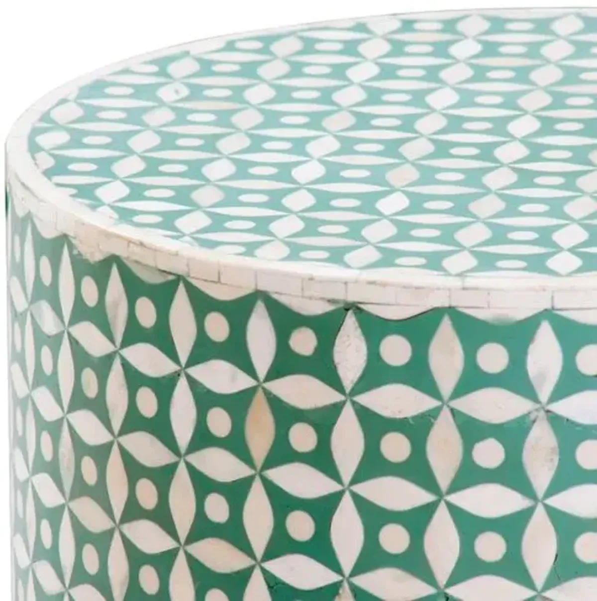 Baldwin Accent Table - Ivory/Green - 18Hx16Wx16D in