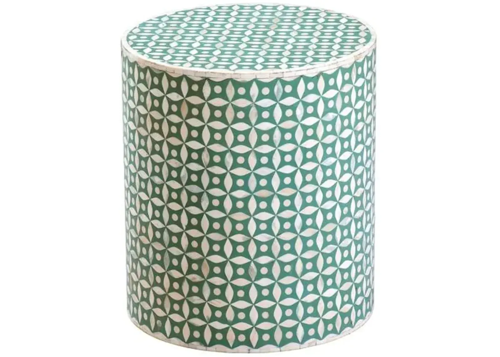 Baldwin Accent Table - Ivory/Green - 16Lx18Hx16Wx16D in