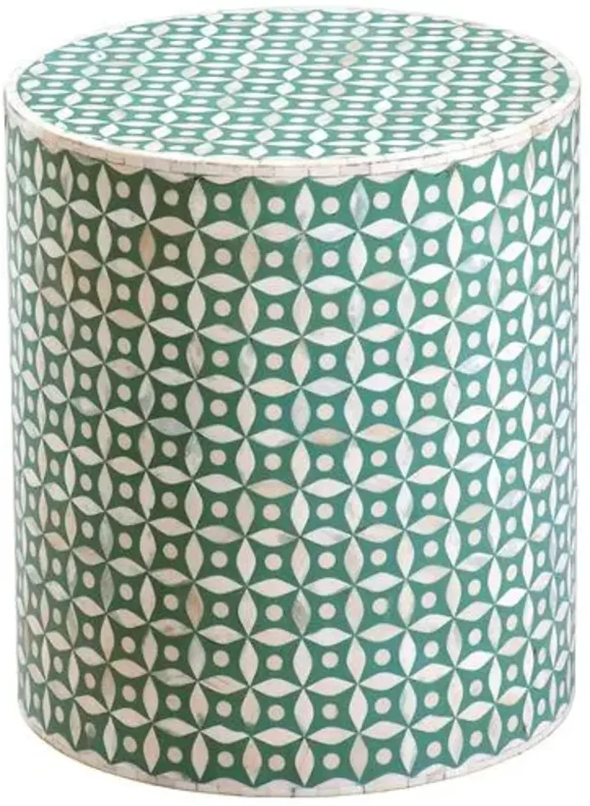 Baldwin Accent Table - Ivory/Green - 18Hx16Wx16D in