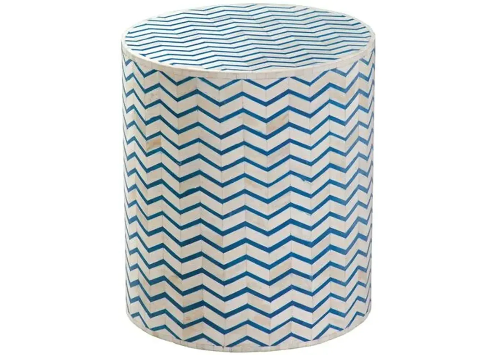 Marlow Bone Inlay Accent Table - Ivory/Blue - 16Lx18Hx16Wx16D in