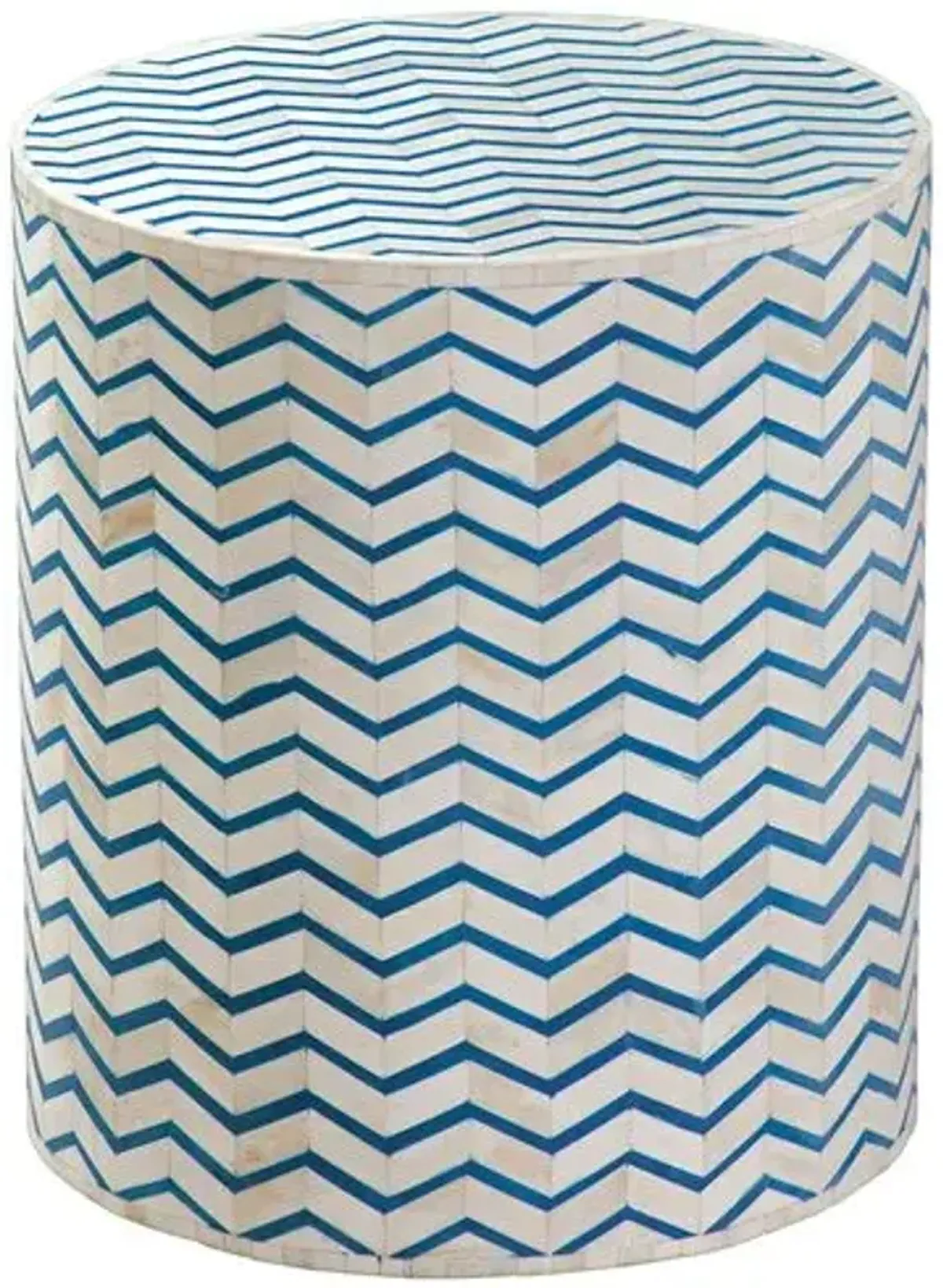 Marlow Bone Inlay Accent Table - Ivory/Blue - 16Lx18Hx16Wx16D in