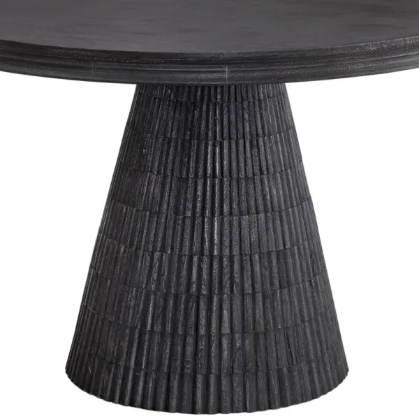 Everett 48" Round Fluted Dining Table, Charcoal