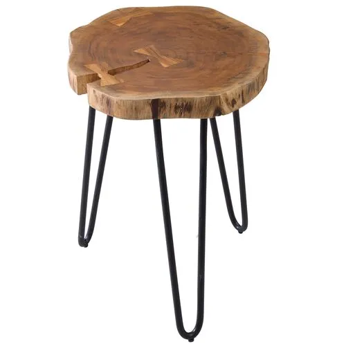 Langley End Table - Natural/Matte Black - Brown