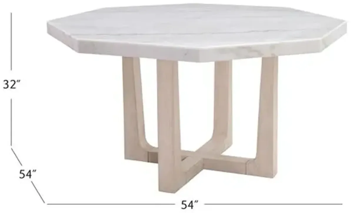 Holden Marble Dining Table - White/Sun Bleached Ash