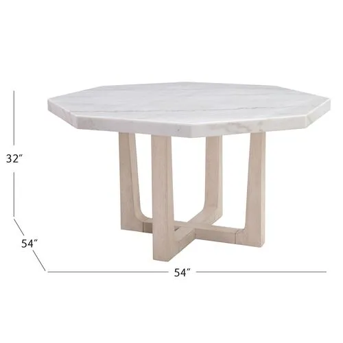 Holden Marble Dining Table - White/Sun Bleached Ash