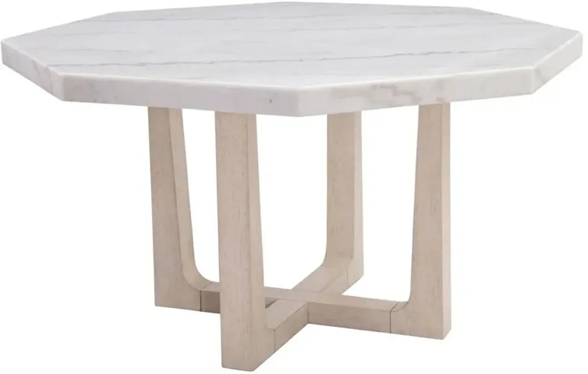 Holden Marble Dining Table, White/Sun Bleached Ash