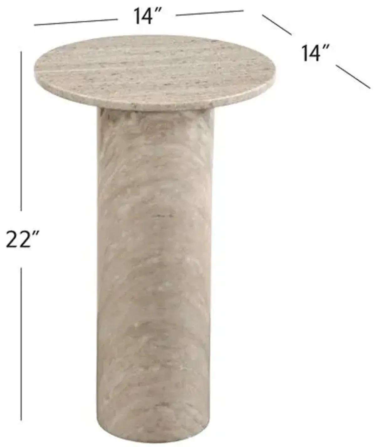 Dorian Accent Table - Gray Marble - 14Lx22Hx14Wx14D in