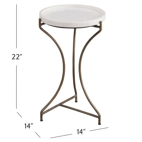 Hawthorne Accent Table - Antique Brass/White Marble - 14Lx22Hx14Wx14D in