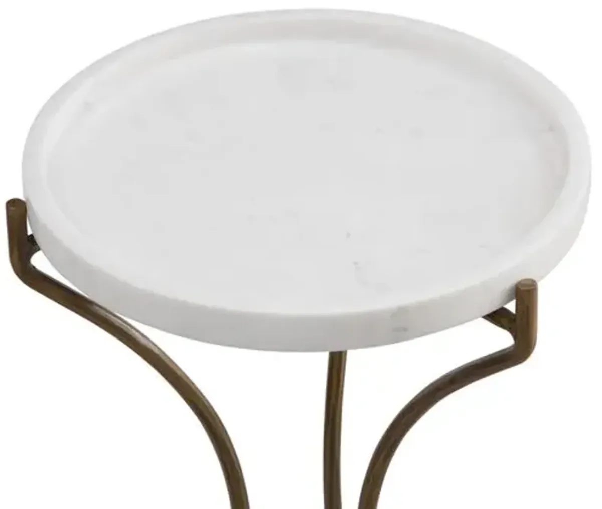 Hawthorne Accent Table - Antique Brass/White Marble - 14Lx22Hx14Wx14D in