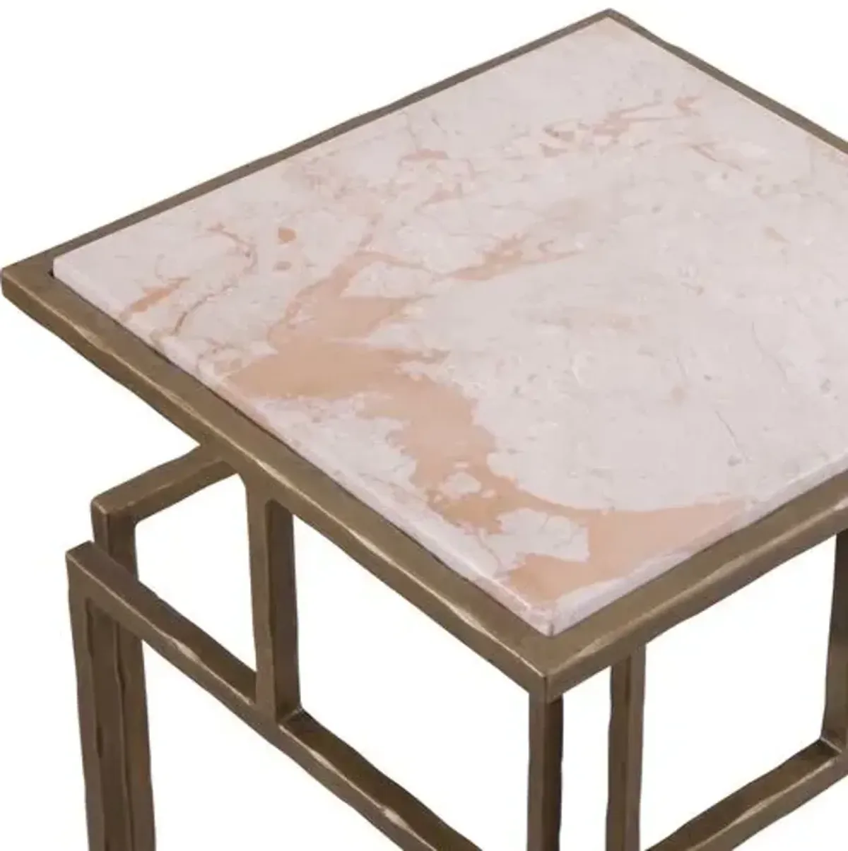 Florence Marble Accent Table - Antique Brass - Brown - 11Lx25Hx11Wx11D in