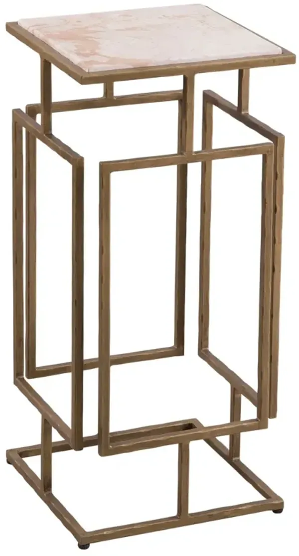 Florence Marble Accent Table, Antique Brass